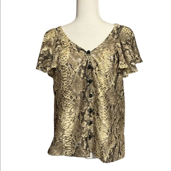 Anthropologie Eva Franco Willow Snake Printed Blouse - Picture 5 of 13